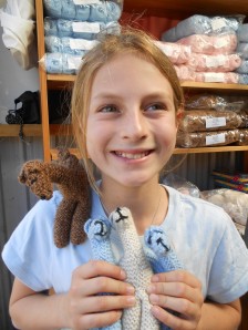 Knitted alpacas! The brown one is Charlie's new special stuffy!