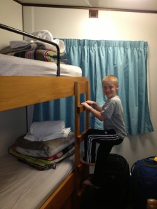 A.J. chooses his bunk